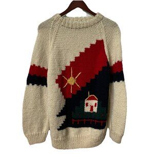 Vintage Alexander Wool Sweater Womens L Wool Handknit Greece Home Cottage Knit